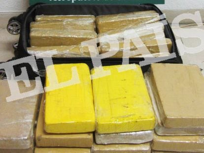 Os 39 quilos de cocaína encontrados na mala do sargento Manoel Silva Rodrigues, de 38 anos, em Sevilha. 