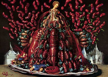 Ilustração de Dalí do prato ‘Arbusto de lagostas com ervas vikings’.