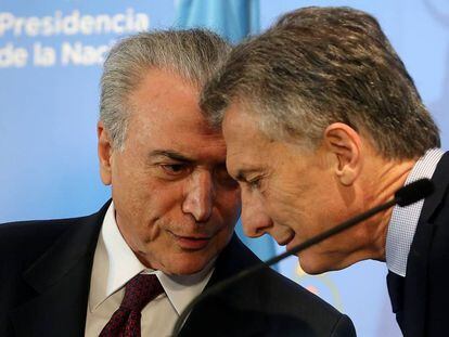 Michel Temer e Mauricio Macri, nesta segunda-feira.