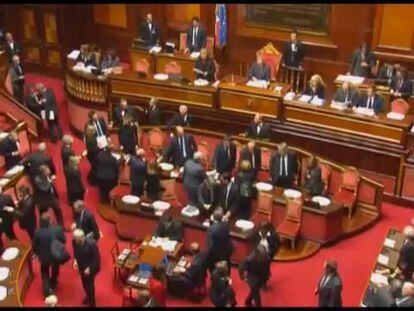 O Senado italiano durante o voto ao Governo de Renzi.