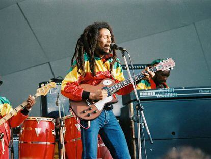 Bob Marley durante um show em 1980.