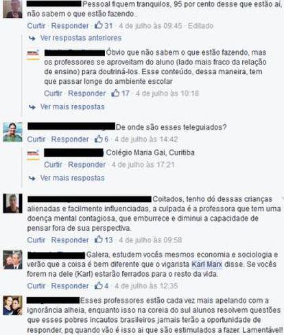 Comentários do vídeo reproduzido na página "Direita Paulistana"