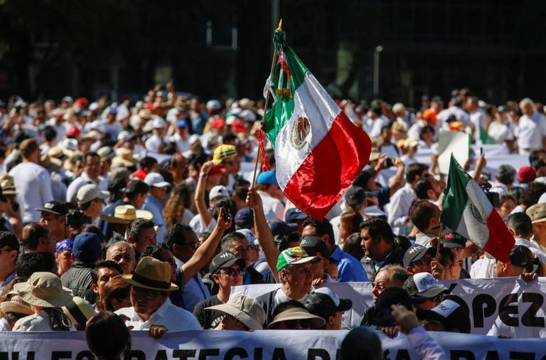 Protesto contra a violência no México no aniversário de um ano de López Obrador no poder, neste domingo, 1, 2019.