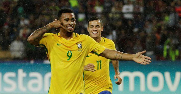Gabriel Jesus abriu o placar na Venezuela.