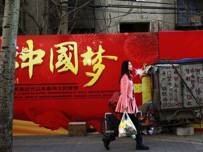 Painel em Pequim celebra o &quot;sonho chin&ecirc;s&quot;.