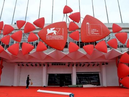 Preparação da inauguração do festival de cinema de Veneza 2014.
