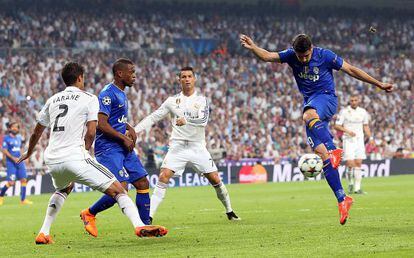 Álvaro Morata marca o único gol da Juventus.