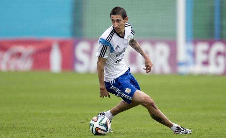 Di María, em treinamento com a Argentina