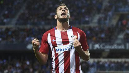 Koke celebra um gol com o Atlético.