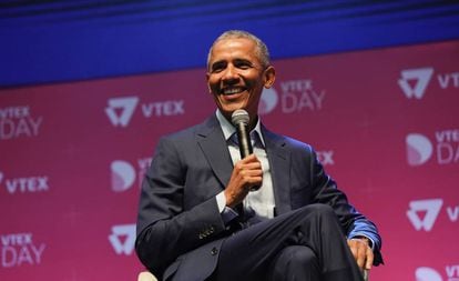 Barack Obama em evento em São Paulo.