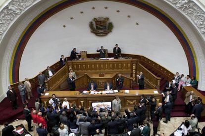 Sessão da Assembleia Nacional da Venezuela no dia 26 de janeiro em Caracas.