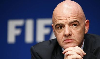 O presidente da FIFA, Infantino, na reunião desta terça-feira.