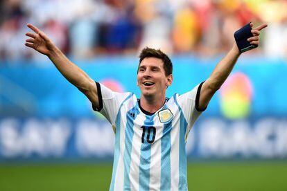 Lionel Messi comemora a vitória.