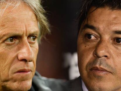 Jorge Jesus e Marcelo Gallardo, os técnicos idolatrados de Flamengo e River.