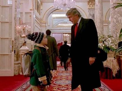 Donald Trump em cena com Macaulay Culkin em 'Esqueceram de mim 2'.