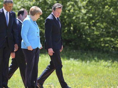 Obama, Hollande, Merkel e Cameron no encontro do G7.