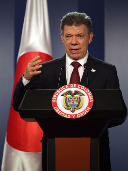 O presidente colombiano, Juan Manuel Santos, em um comparecimento nesta terça-feira.