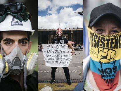 Manifestantes en las calles de Bogotá, Colombia, el 26 de mayo.
