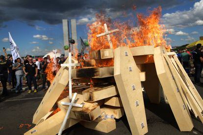 Protesto contra a Reforma da Previdência, em Brasília.