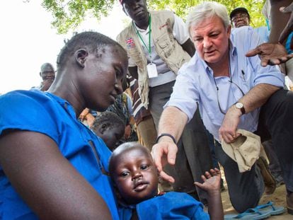 Stephen O’Brien na semana passada no Sudão do Sul.