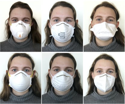 Diferentes tipos de máscara usados no estudo.