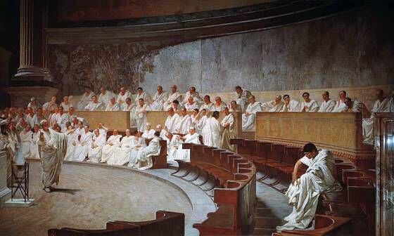 Cícero denunciando Catilina no Senado, em um afresco de Cesare Maccari (1899).