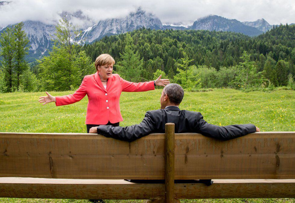 Merkel e Obama, no G7 em Krün (Alemanha), em 8 de junho de 2015, em imagem divulgada pela Casa Branca.