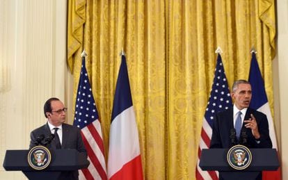 Obama e Hollande na Casa Branca.