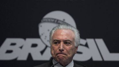 Michel Temer durante evento em Itaguaí, Rio.