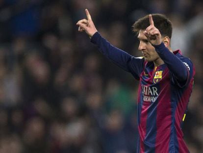 Messi comemora um gol contra o Córdoba.