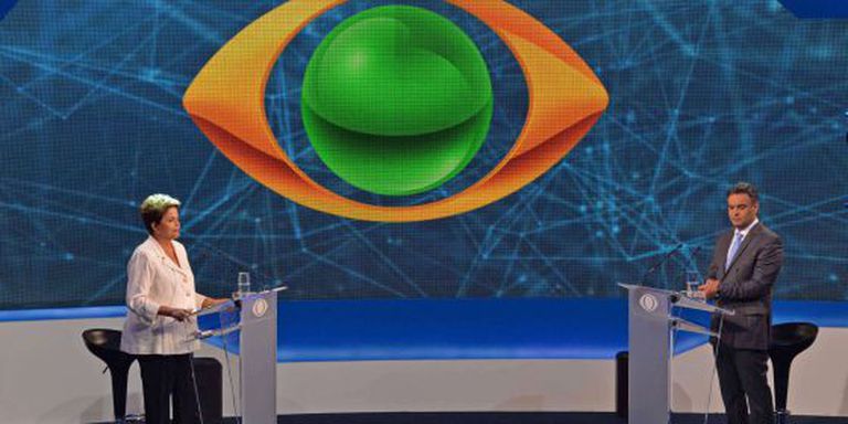 Presidente Dilma Rousseff e senador Aécio Neves no debate da Band.