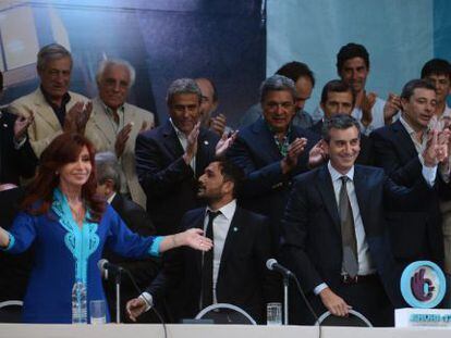 Cristina Kirchner na inauguração de um novo edifício municipal.