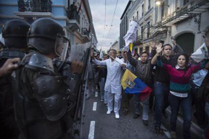 Manifestação em Quito, nesta quinta-feira