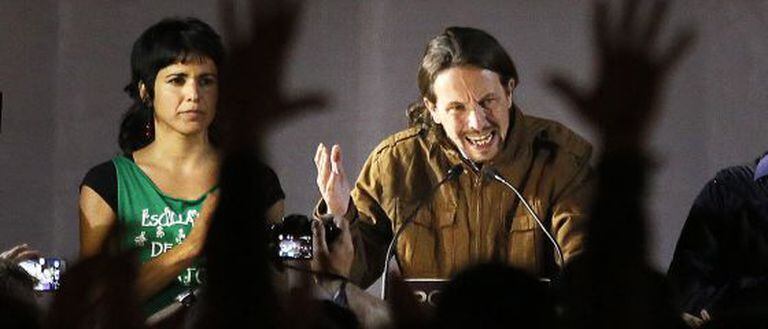 Pablo Iglesias em entrevista ao lado de Teresa Rodríguez, em maio.