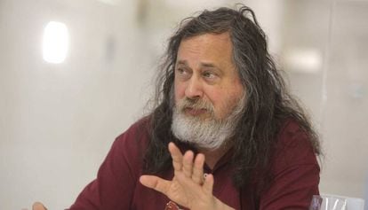 Richard Stallman, pai do software livre, na quarta-feira, durante a entrevista em San Sebastián