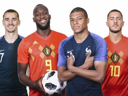 Griezmann, Lukaku, Mbappé e Hazard: os craques de Bélgica e França.