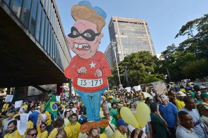 Manifestantes na Paulista.