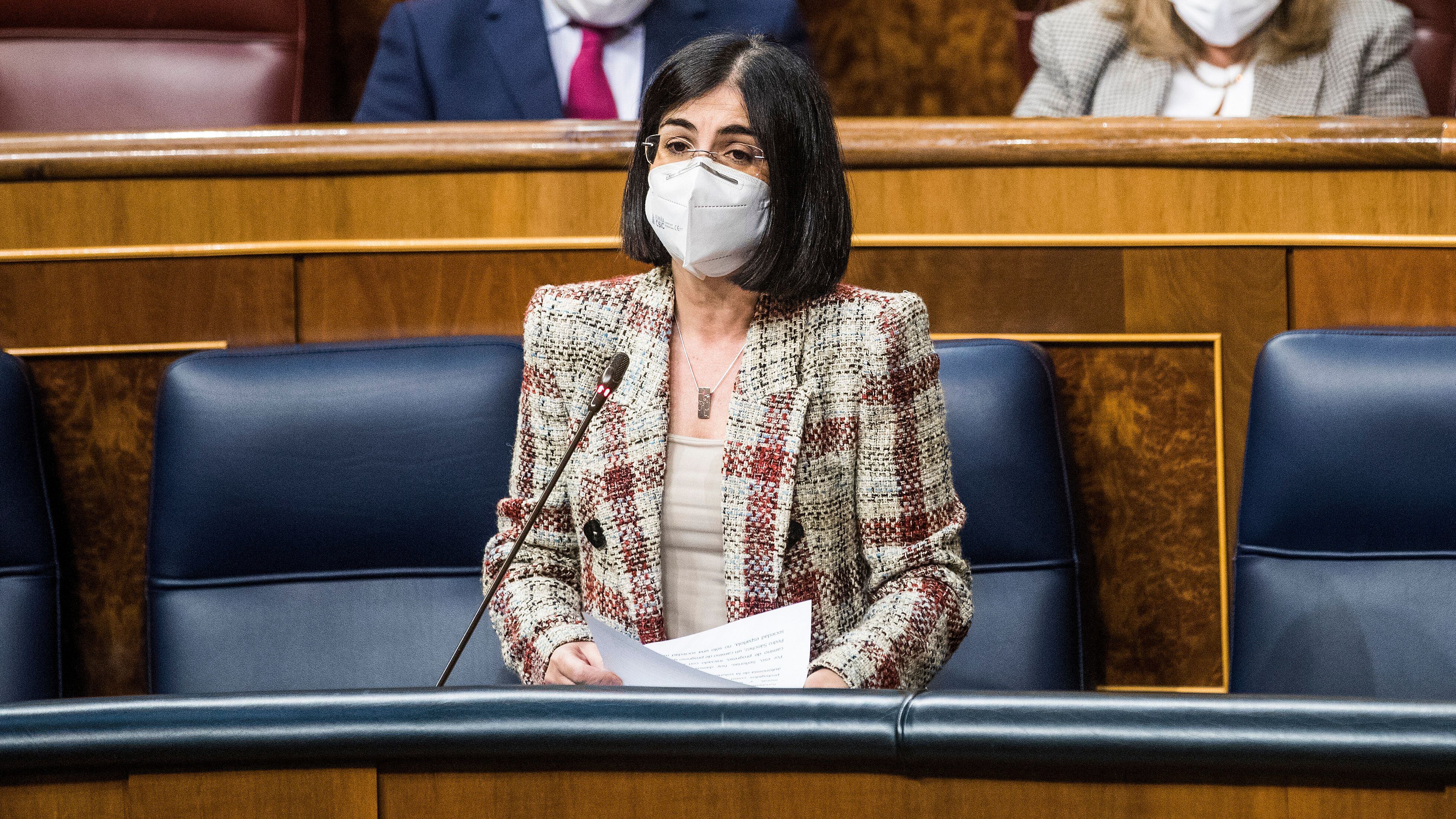 Ministra da Saúde, Carolina Darias, nesta quinta-feira na Câmara.