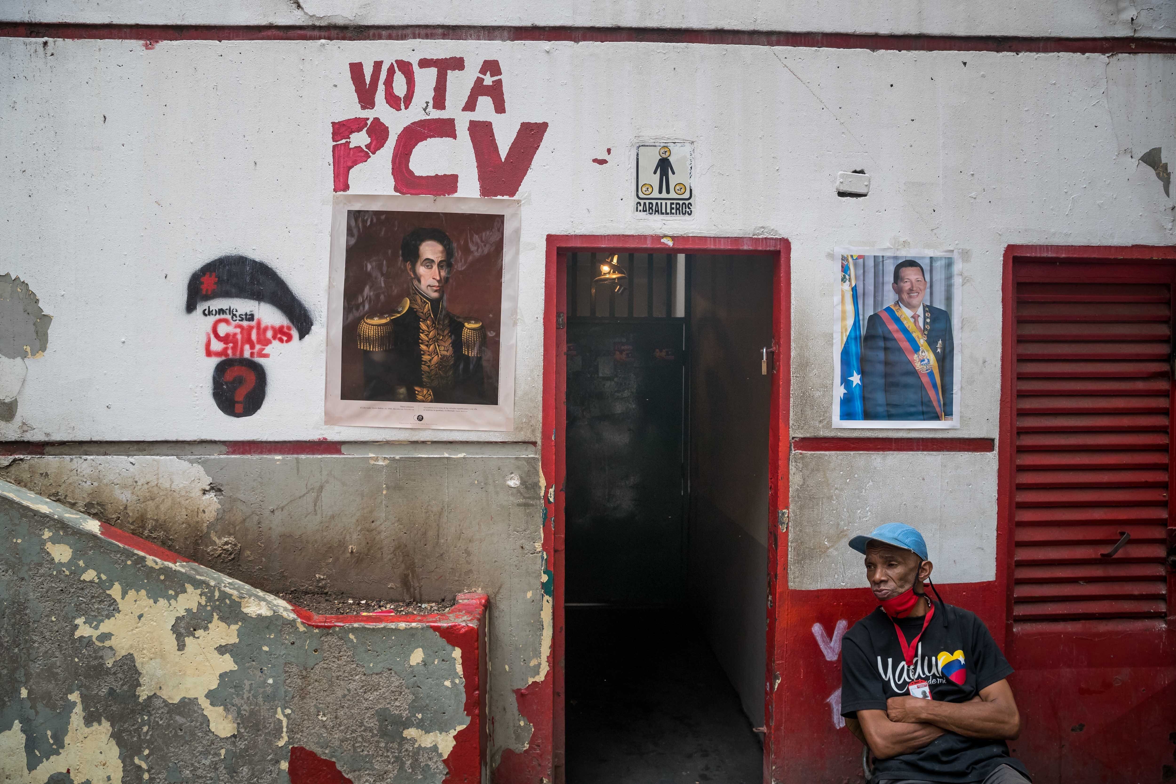 Grafite do Partido Comunista da Venezuela (PCV), em 26 de novembro de 2020, em Caracas.