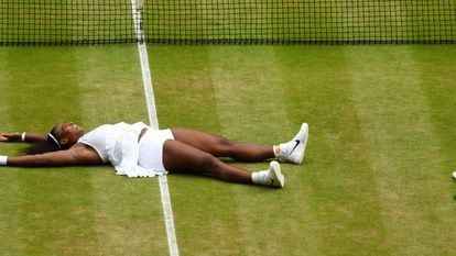 Serena comemora a vitória contra Kerber.