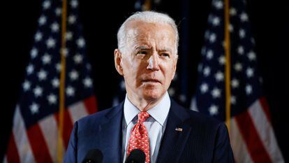 O candidato democrata, Joe Biden, em um evento em 12 de março.