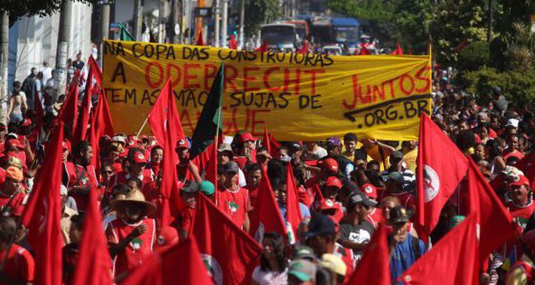 Manifestantes em São Paulo, nesta quinta-feira.
