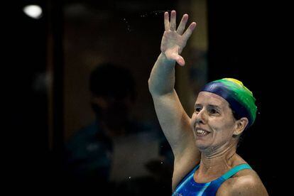 A nadadora Susana Schnarndorf, medalha de prata na Rio 2016, que busca mais uma medalha em Tóquio.