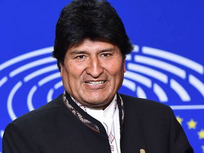 Evo Morales durante visita a Bruxelas