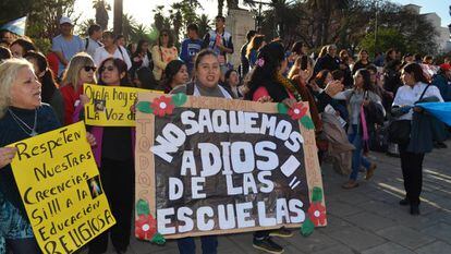 Protesto contrário à proibição da educação religiosa em Salta, em agosto passado.