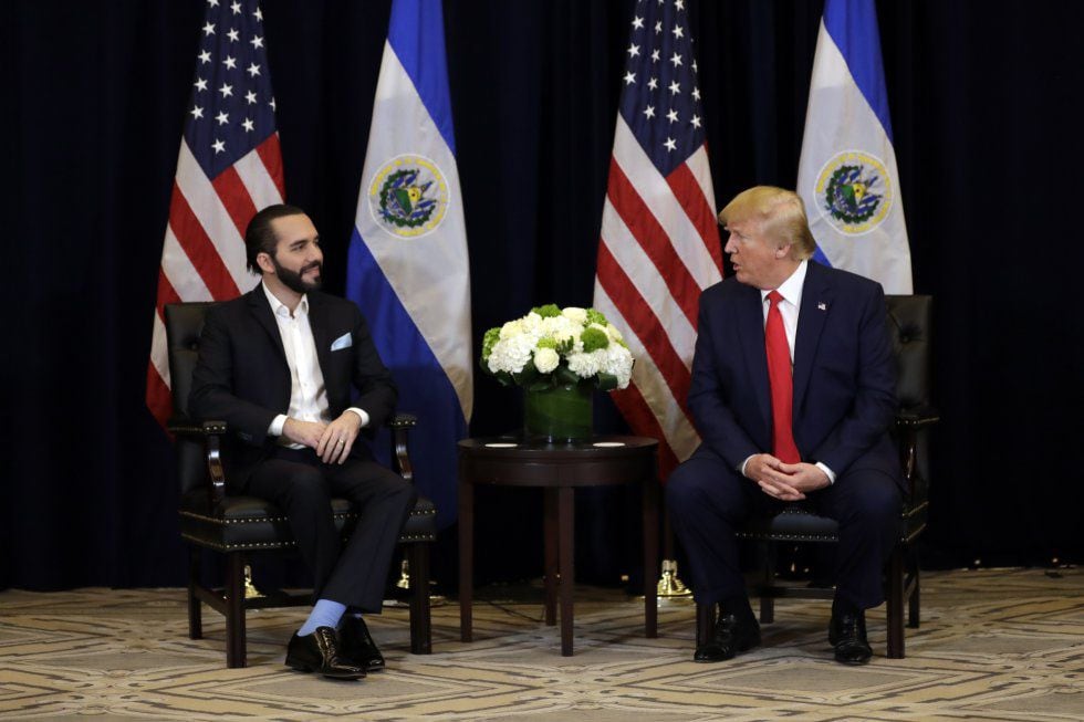 Nayib Bukele e Donald Trump em Nova York em setembro de 2019. 