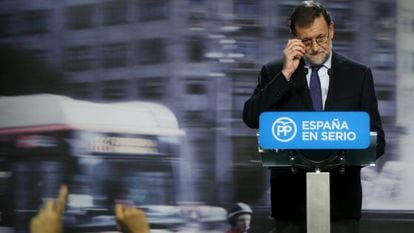 Um gesto de Mariano Rajoy durante sua conferência de imprensa do 21 de dezembro.