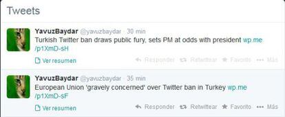 Perfil de Yavuz Baydar, columnista político, que critica o bloqueio de Twitter.
