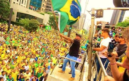 Alexandre Frota, durante uma manifestação pelo impeachment de Dilma Rousseff.
