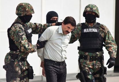 O Chapo Guzmán, durante sua detenção em fevereiro de 2014.
